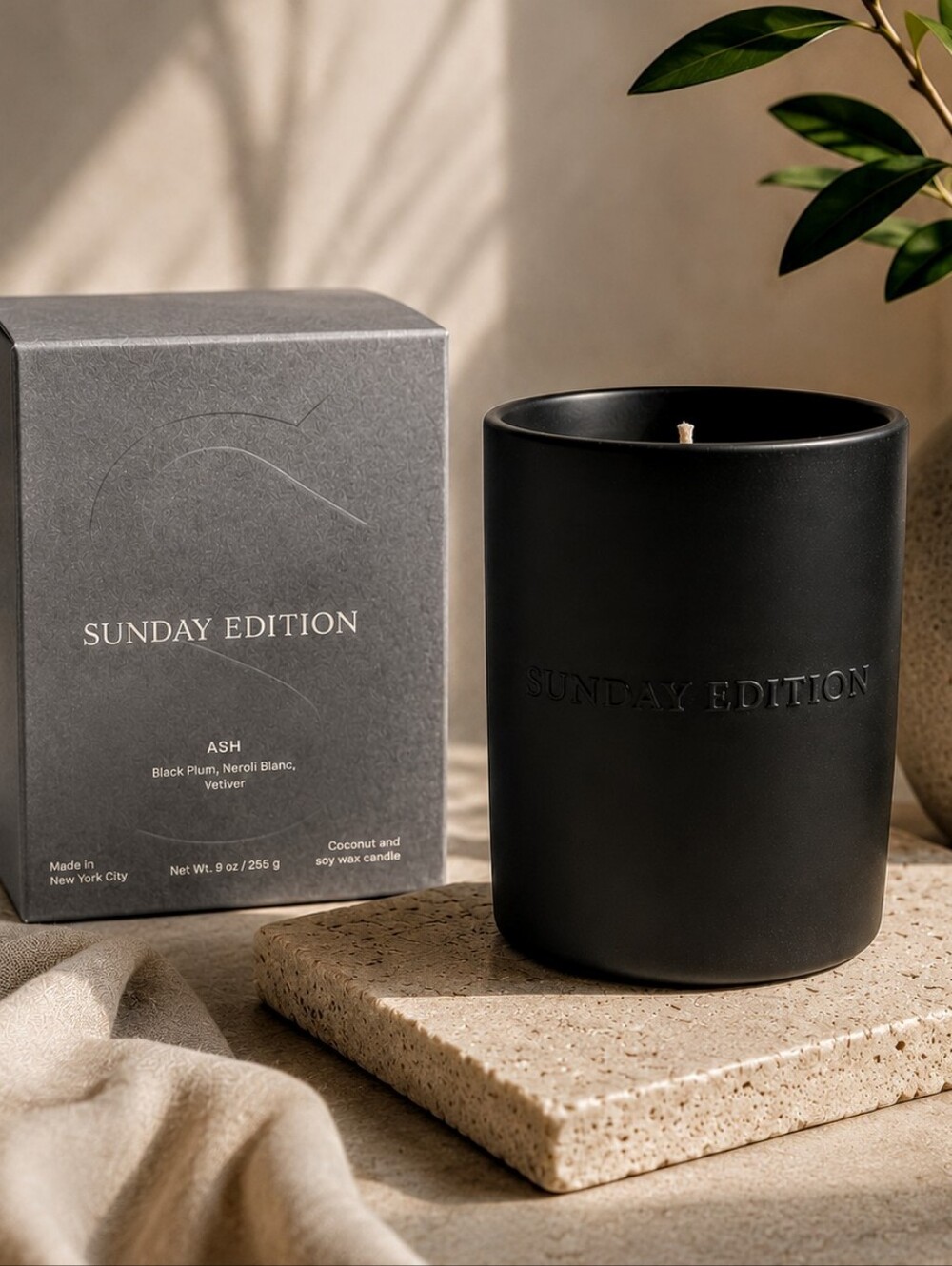 NEW Sunday Edition Candle Ash Scented Coconut Soy Wax 9 oz Handmade Neroli Rose